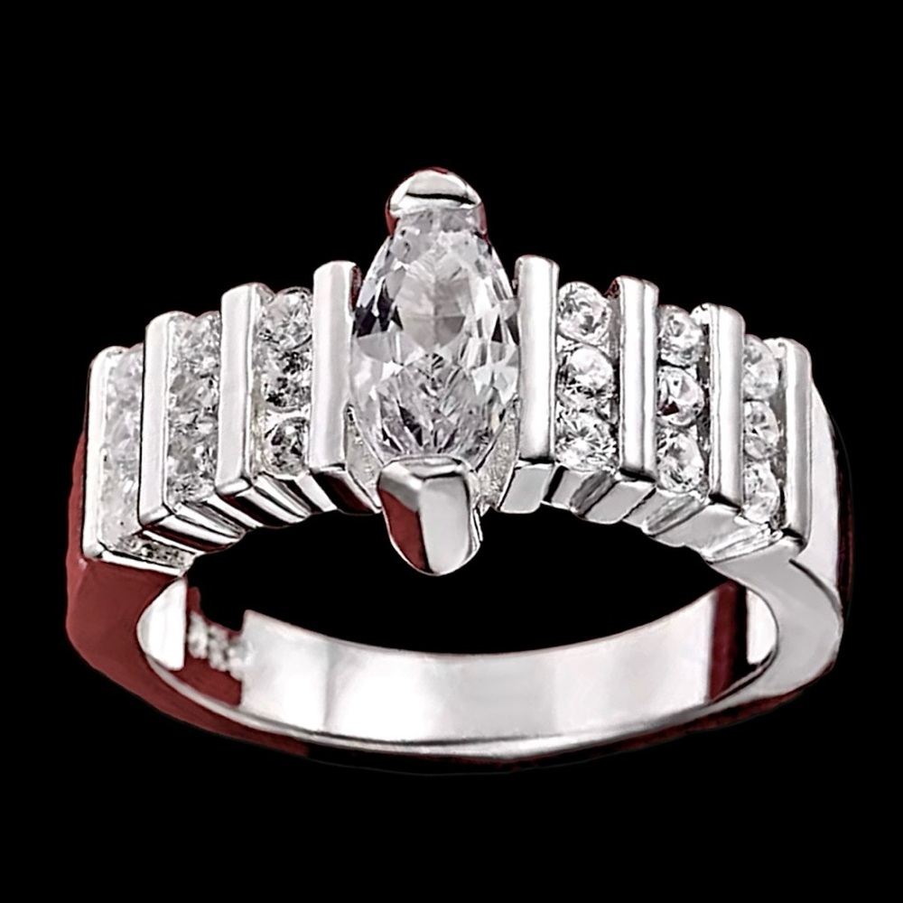 925 Marquise Elegant Silver Wide Band Ring